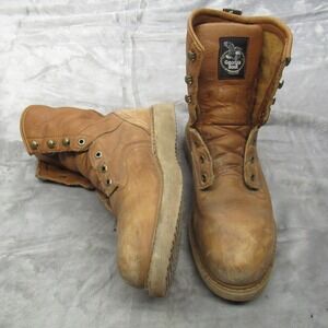 Georgia Boot Men 10M Brown Leather 8" Barracuda Gold Work Composite Toe Rugged